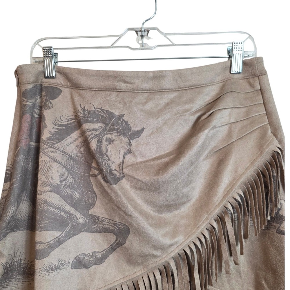Lucky & Blessed Large Faux Suede Fringe Tassel Cowgirl Short Skirt Western New - Picture 12 of 14